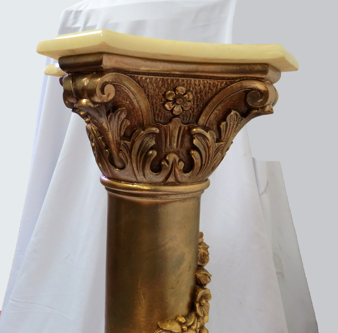 Art Deco Giltwood Pedestal Marble Top Modernism
